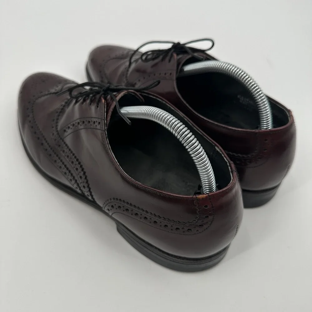 Hanover Wingtip Oxford Shoes Mens Size 10 Burgundy Leather Brogue‎ Dress Formal